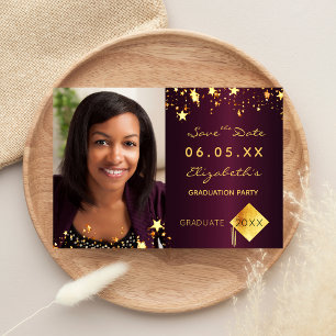 Save the Date graduation party burgundy photo 2026