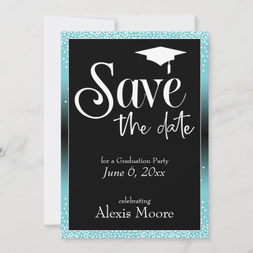 Save the Date Graduation Party Turquoise Ombre Invitation