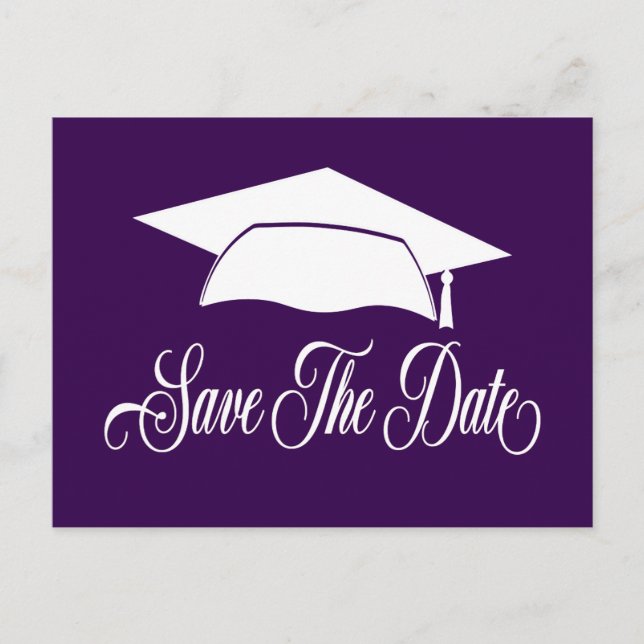 Save The Date Graduation Simple Purple School Announcement Postcard (Front)