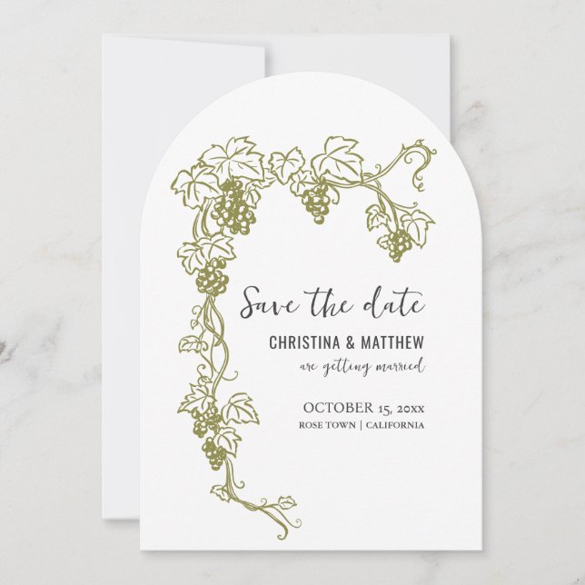 Save The Date Grape Vine Italy Wedding (Front)