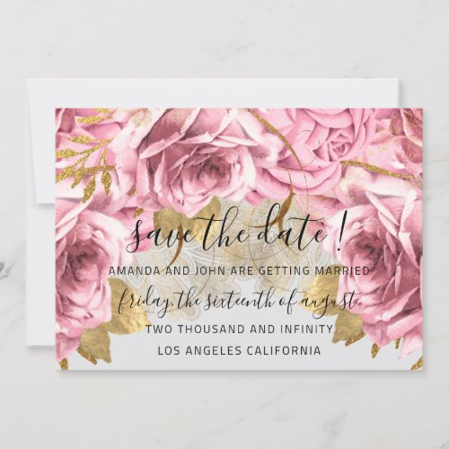 Save The Date Gray Floral Rose Wedding Bridal 