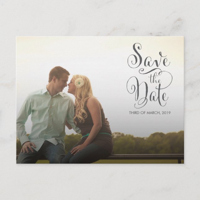 Save the Date Gray Typography Announcement Postcard (Front)