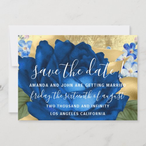 Save The Date Gray Wreath Gold Blue Royal