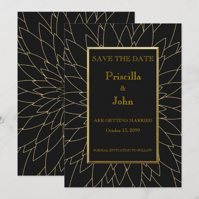 Save the date, great gatsby, dahlia geometric invitation (Front/Back)