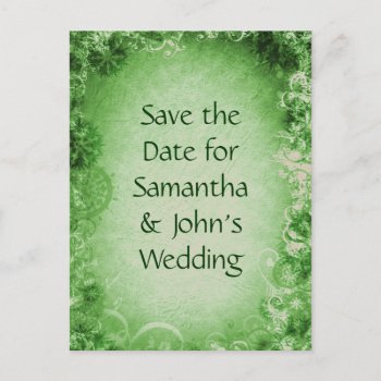 Save The Date - Green Announcement Postcard by itsyourwedding at Zazzle