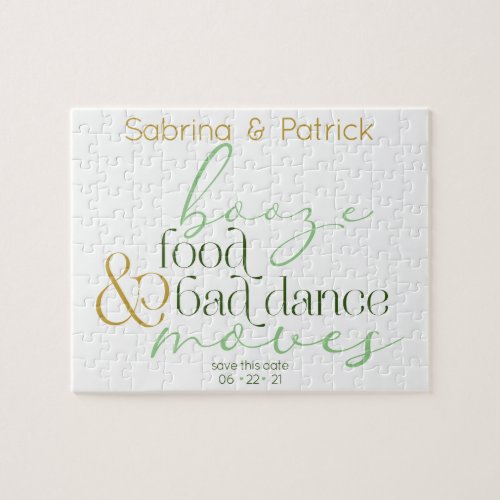 Save the Date  Green Booze Food Bad Dance Moves Jigsaw Puzzle