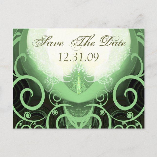Save The Date - Green Cala Lily Announcement Postcard (Front)