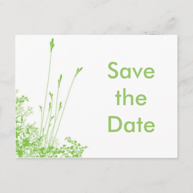 Save the Date  Green grass Announcement Postcard (Front)