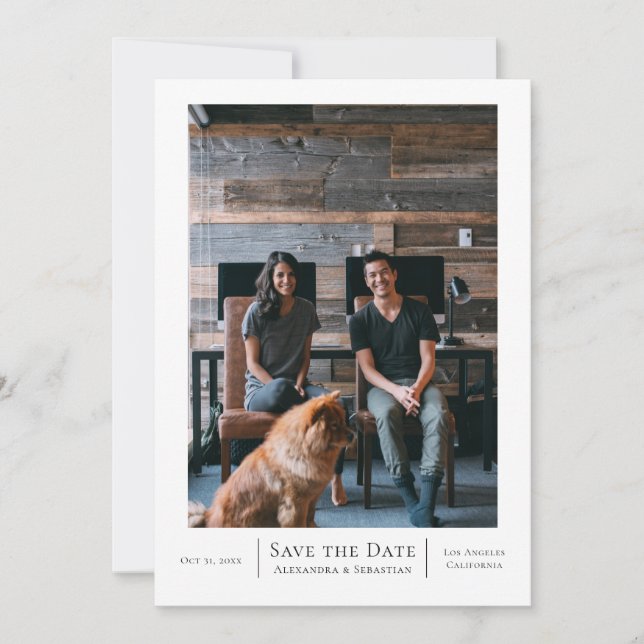 Save The Date Grey White Wedding Personalized (Front)