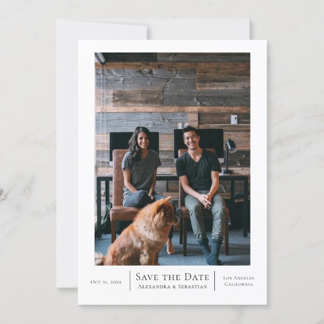 Save The Date Grey White Wedding Personalized (Front)