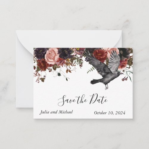 Save the Date Halloween Fall Wedding Raven Note Card