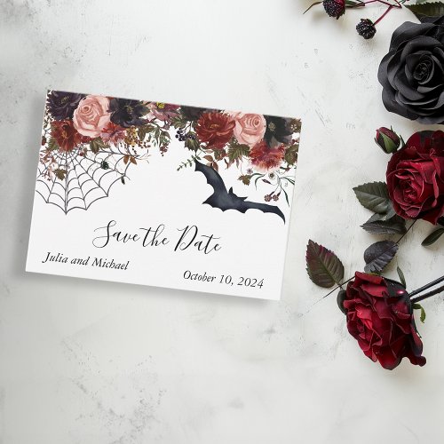 Save the Date Halloween Fall Wedding Watercolor  Note Card