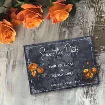 Save the Date Halloween Wedding Orange Rose