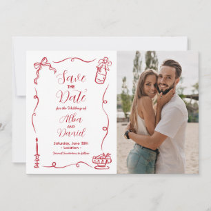 Save The Date Hand Drawn Illustrated Whimsical