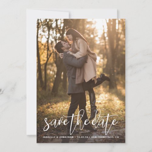 Save the Date Hand_Lettered Modern Black Photo