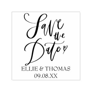 Save the Date Hand Script Heart Self-inking Stamp