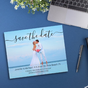 save the date handwriting wedding photo invitation flyer