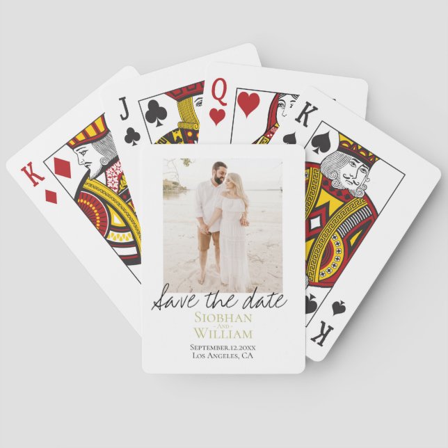 Save The Date Handwritten Personalized Photo Poker Cards (Back)