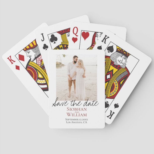 Save The Date Handwritten Personalized Photo Poker Cards (Back)