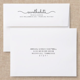 Save the Date Handwritten Script Back Addressed Envelopes