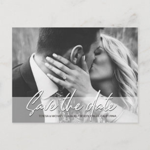 Save the Date Handwritten script Photo Engagement Postcard