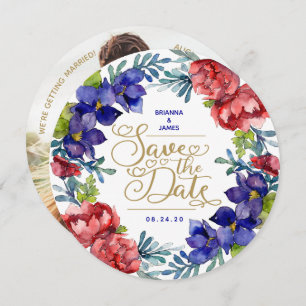 Save The Date Happiness Watercolor Floral Invitation