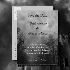 Save the Date Haunted Sky Announcement Postcard