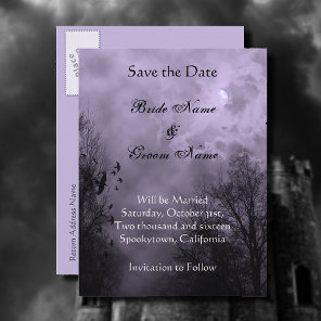 Save the Date Haunted Sky Purple Mist Postcard
