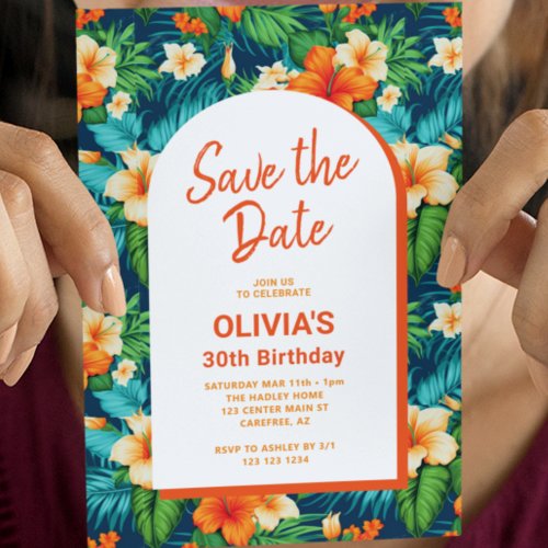 Save The Date Hawaiian Tropical Birthday Invitation