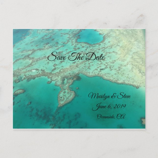 Save The Date Heart Island Wedding Announcement Postcard (Front)