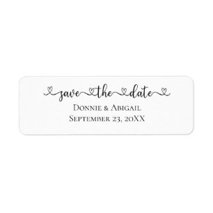 Save the Date Heart Lettering Label