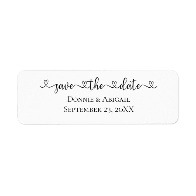 Save the Date Heart Lettering Label (Front)
