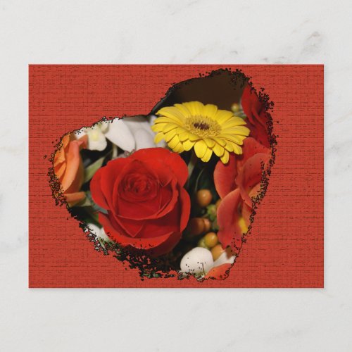 Save the Date Heart Shaped Bouquet Postcard