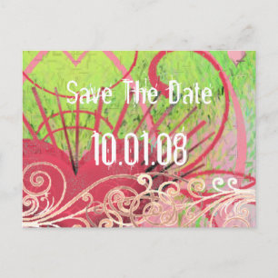 Save The Date - Hearts and Swirls Announcement Postcard