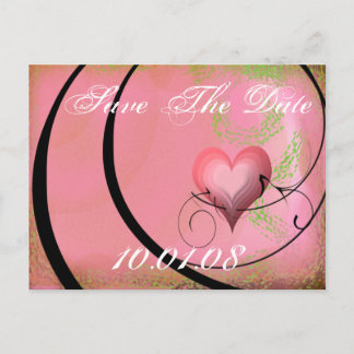 Save The Date - Hearts and Swirls Announcement Postcard