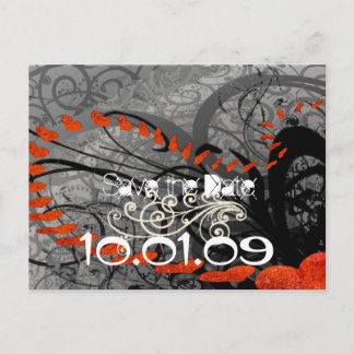 Save The Date - - Hearts and Swirls - Announcement Postcard