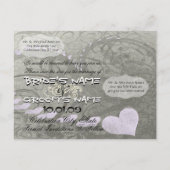 Save The Date Hearts and Swirls Lavender & Gray Announcement Postcard (Back)