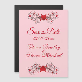 Save the Date Hearts Magnetic Invitation