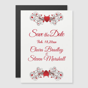 Save the Date Hearts Magnetic Invitation