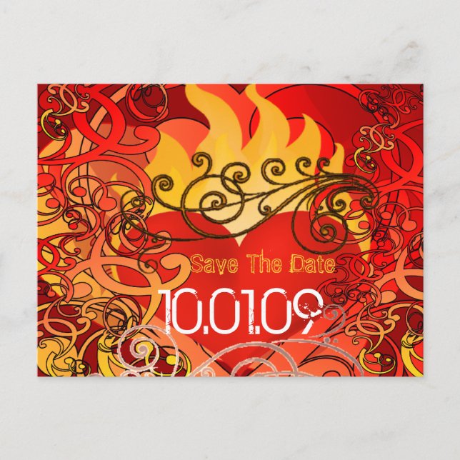 Save the Date- Hearts on Fire Announcement Postcard (Front)