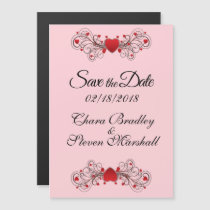 Save the Date Hearts Pink Magnetic Invitation