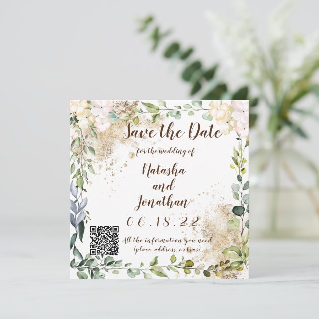 Save the Date Herbal Design  Invitation (Standing Front)