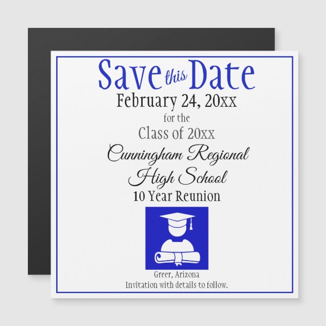 Save The Date High School Reunion Magnet Card (Front/Back)