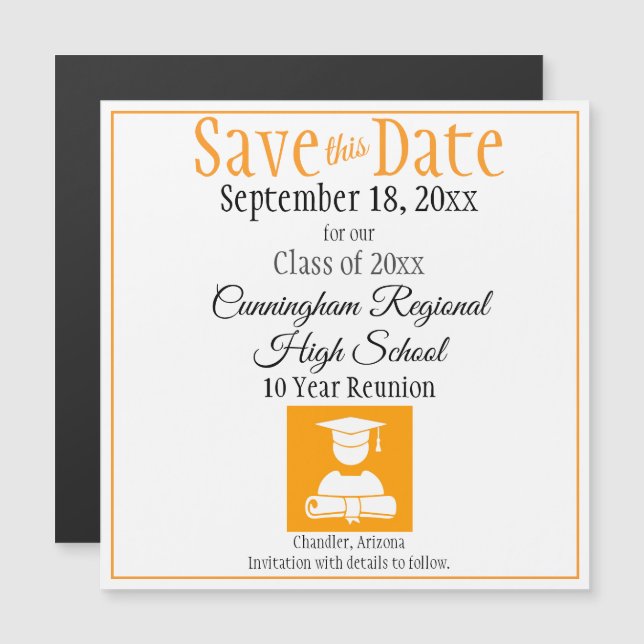 Save The Date High School Reunion Magnet Card  (Front/Back)