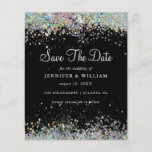 Save The Date Holographic Glitter Black Budget Flyer<br><div class="desc">Save The Date Holographic Glitter Black Budget Flyer</div>