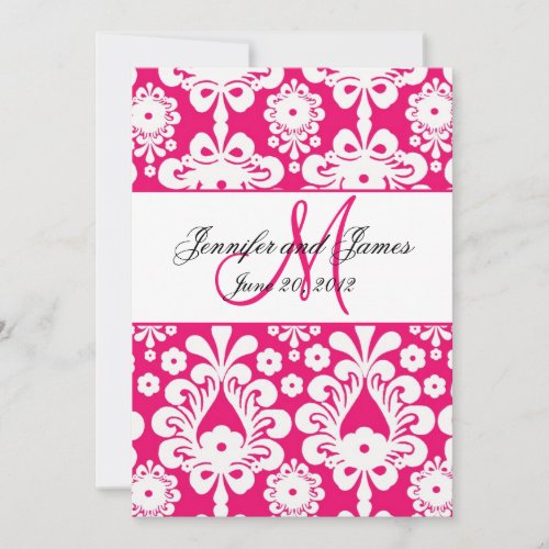 Save The Date Hot Pink Damask Wedding