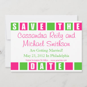 Save The Date (Hot Pink / Lime Green Square Boxes)