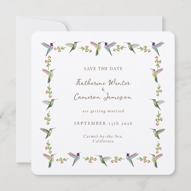 Save the Date Hummingbird Card (Front)
