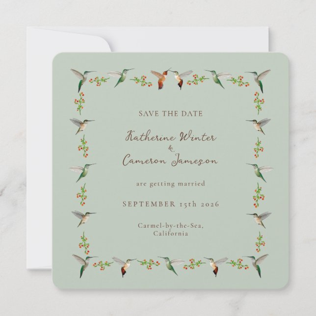 Save the Date Hummingbird Card (Front)