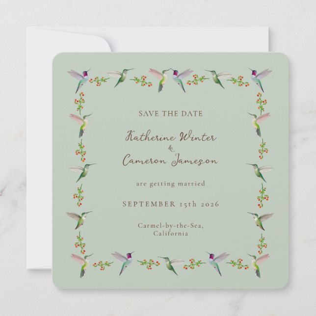 Save the Date Hummingbird Card (Front)